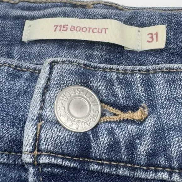 Levis 715 Jeans Slim Boot Women 31x33 Denim Stretch Western Rodeo Hipster Grunge - Picture 9 of 15